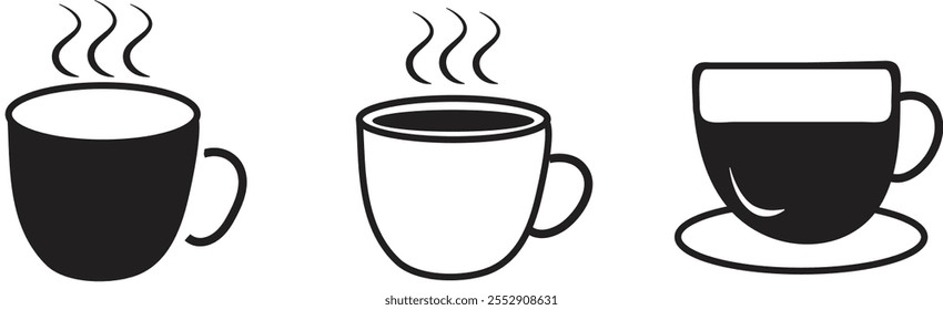Coffee cup and mug vector illustration on white background
