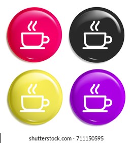 Coffee Cup multi color glossy badge icon set. Realistic shiny badge icon or logo mockup