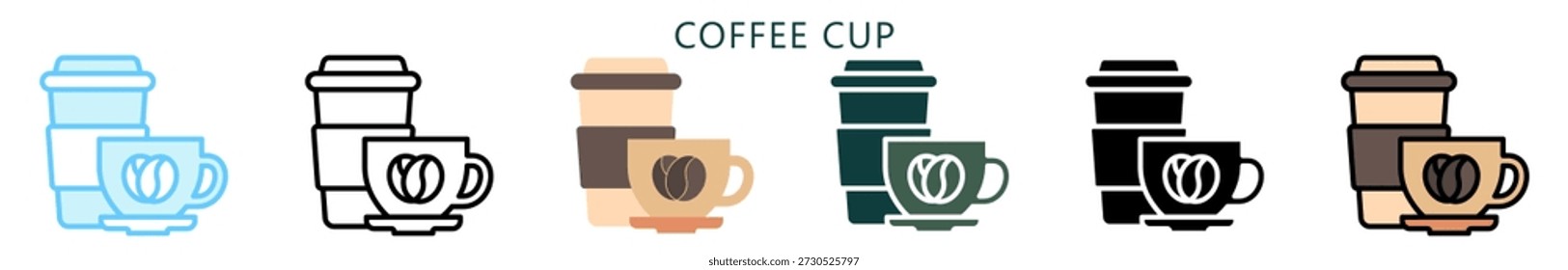 Icono de múltiples estilos de taza de café. Mini Ilustración Relacionada Con La Comida, La Gastronomía. Uso Para El Concepto Moderno, Ui, Web Ux Y Desarrollo De App.