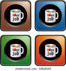 coffee cup multicolored checkered web buttons