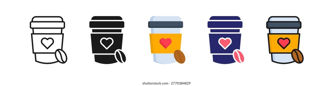 Coffee Cup Multiple Style Icon Set Collection..