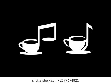 taza de café con barra de música restaurante logo ilustración vector	
