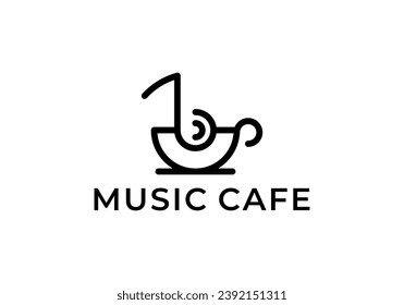 coffee cup with music bar restaurant logo illustration vector