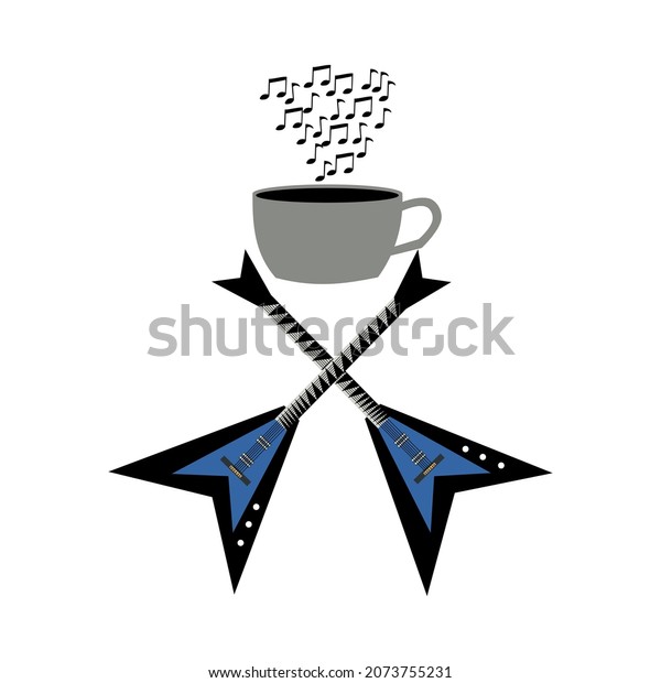 Coffee Cup Music Notes Steam Guitar Stock Vector (Royalty Free