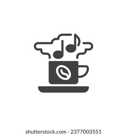 Coffee cup and musical note vector icon. filled flat sign for mobile concept and web design. Coffee Music glyph icon. Symbol, logo illustration. Vector graphics