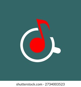 Coffee Cup and Musical Notes Logo, a relaxing atmosphere for enjoying coffee and music. Vector illustration