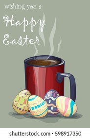 the coffee Cup near which lay the Easter eggs