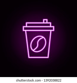 coffee cup neon icon. Elements of food and drink set. Simple icon for websites, web design, mobile app, info graphics