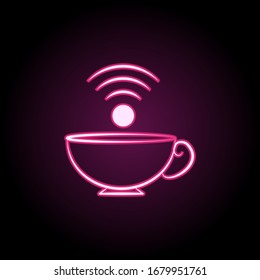 Coffee cup neon icon. Simple thin line, outline vector of tea icons for ui and ux, website or mobile application