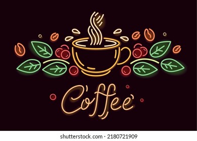 Kaffeetasse auf Neonlicht