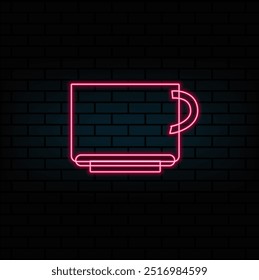 Neonschild für Kaffeetasse. Vektorgrafik der Café-Promotion.