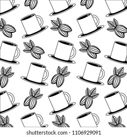 coffee cup and nuts cocoa pattern design