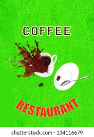Coffee cup on a abstract background.Restaurant business.Vector