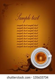 Coffee cup  on  background with spots. Eps10 vector