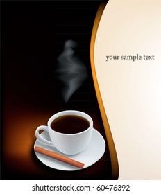 Copa de café sobre fondo negro. Vector.
