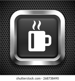 Coffee Cup on Black Square Button