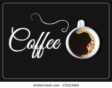 coffee cup on blackboard background