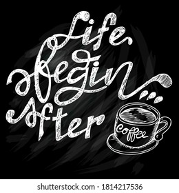 coffee cup on blackboard, doodle