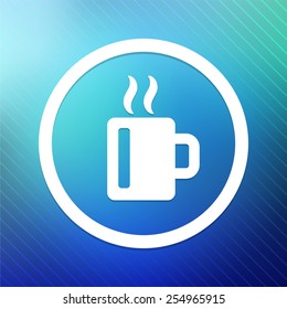 Coffee Cup on Blue Round Button