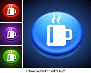 Coffee Cup on Blue Round Button