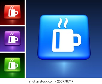 Coffee Cup on Blue Square Button