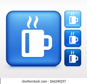 Coffee Cup on Blue Square Button