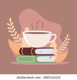 coffee cup on books, take a break