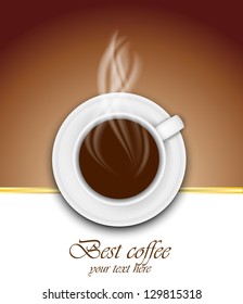 Coffee cup on brown background