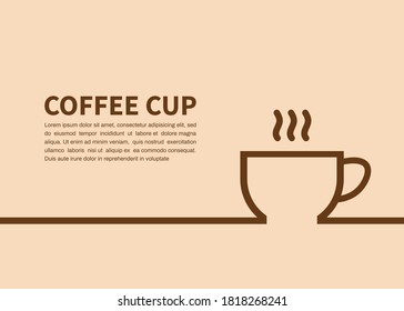 Coffee cup on brown background with copyspace for your text. Vector illustration.