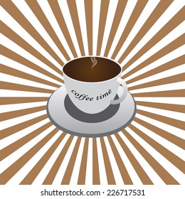 The coffee cup on a brown background