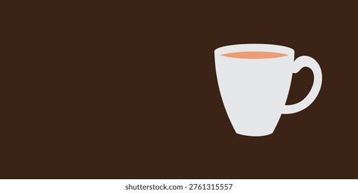 Coffee Cup on Brown Background with Copy Space for Branding, Logo, Text, Advertising and Social Media, Minimal Aesthetic Coffee Mug Mockup, Warm Tones Beverage Concept for Marketing.