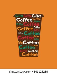 Coffee cup on the brown background