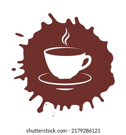Café en la zona de café marrón. Ilustración de moda vectorial digital para el diseño de una cafetería. Logotipo. Cafe banner embalaje pegatina menú de afiches. Imagen elegante.