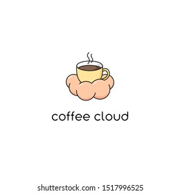 Coffee cup on cloud logo design cafe cute