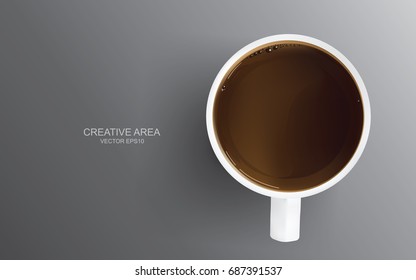 Coffee cup on dark grey gradient background. Vector illustration.