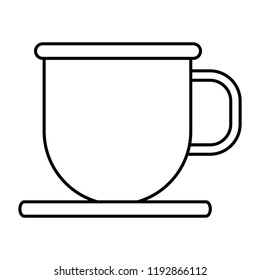 Coffee cup on dish in black and white