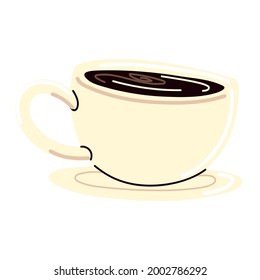 coffee cup on dish isolated icon