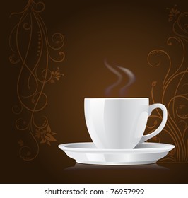 coffee cup on floral background