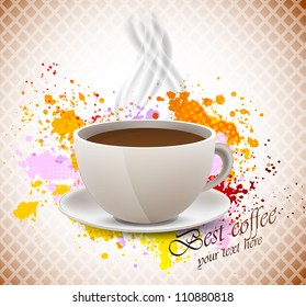 Coffee cup on grunge background