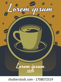 Coffee Cup on light background coffee package concept. Flat Style vector Illustration. Decorative Design for Cafeteria, Posters, Cards, Banners