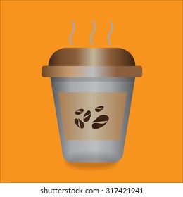 Coffee cup on orange.