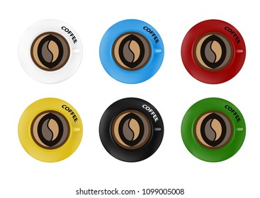 Coffee Cup on saucer isolated on white background.Vector illustration.