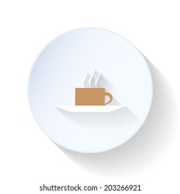 Coffee cup on a silver platter flat icon