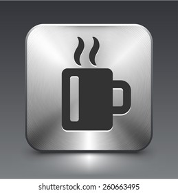 Coffee Cup on Silver Square Button