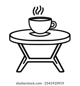 Coffee cup on a table icon, symbolizing coffee break and relaxation.