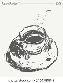 Coffee cup on a table, sketch