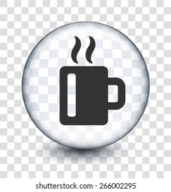 Coffee Cup on Transparent Round Button