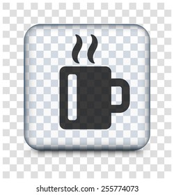 Coffee Cup on Transparent Square Button