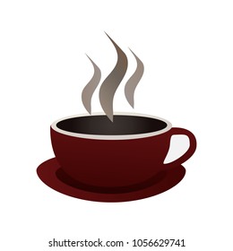 Coffee cup on a white background. Coffee cup with steam.Coffee cup vector.
