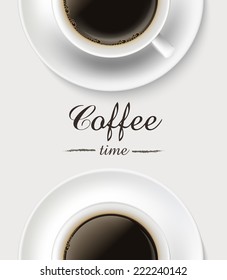 Coffee cup on white background, top view. Eps10 vector